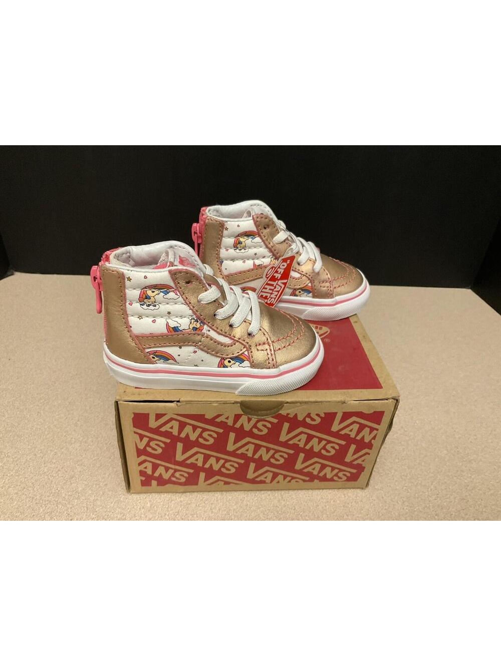 New! Toddler’s Vans Sk8-Hi Zipper Unicorn Rainbow Pink Sneakers/Shoes. Size 4T.